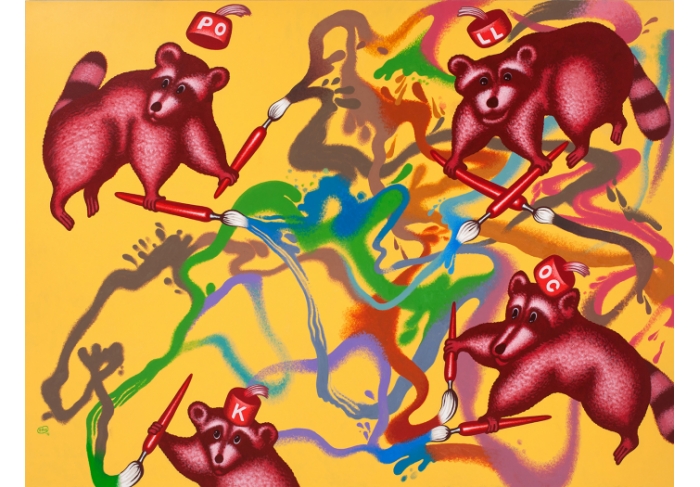 Peter Saul Raccoons Paint a Picture